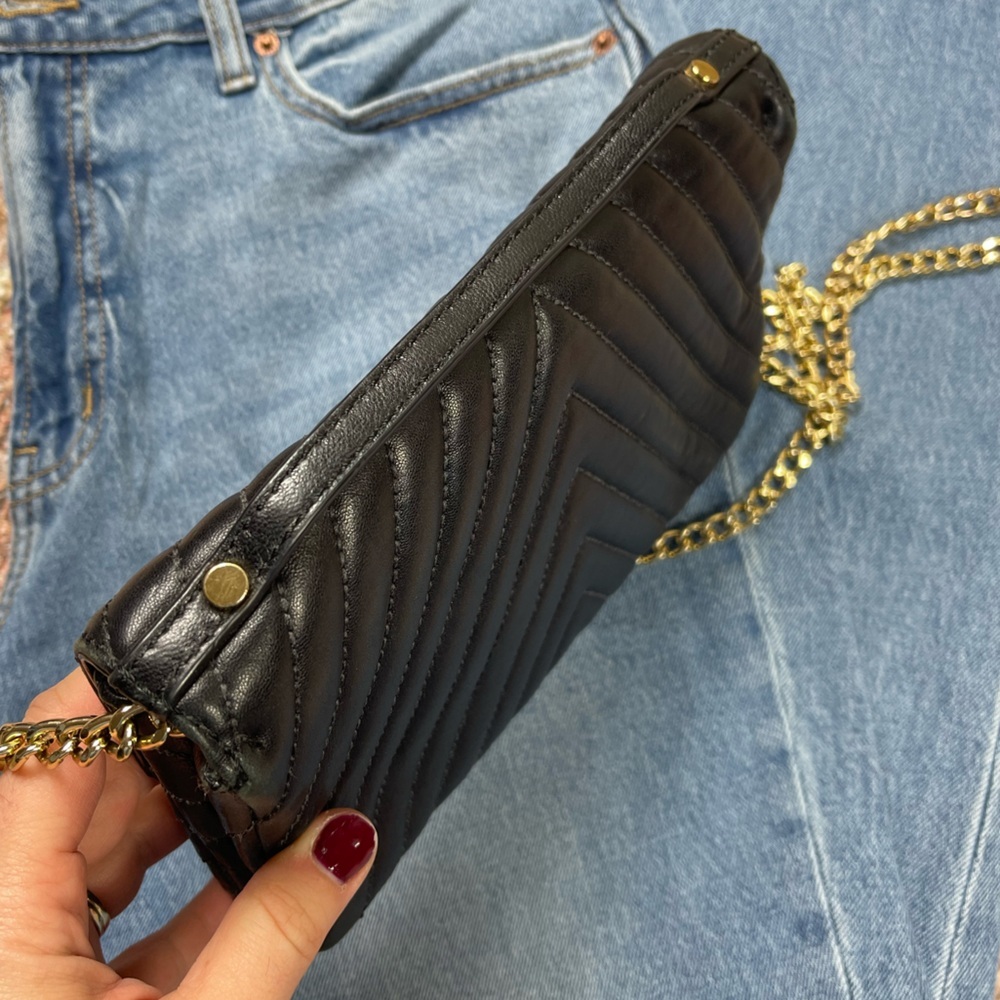 Michael Kors Quilted Leather Sloan Chain Crossbody Handbag in Black Gold - Picture 5 of 5